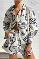 Conjunto de camisa holgada y shorts con estampado de frutas de verano