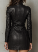 Vestido mini ecológico con bolsillo y cuello retro con cremallera