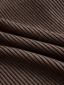 Robe-pull col roulé marron à ourlet volanté