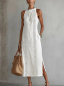 Ärmelloses Leinen-Maxikleid