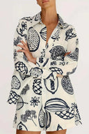 Conjunto de camisa holgada y shorts con estampado de frutas de verano