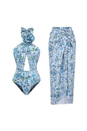 Halter blomster stropløs badedragt sæt