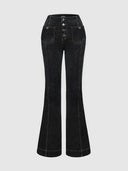 Stylische High-Waisted Patchwork Flared Jeans