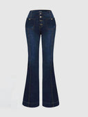 Stylische High-Waisted Patchwork Flared Jeans