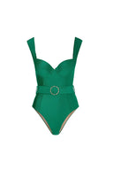 Conjunto elegante de traje de baño verde sin espalda