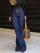 Stylische High-Waisted Patchwork Flared Jeans