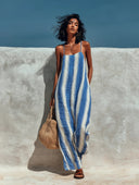 Çizgili Keten Tulum