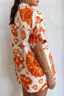 Conjunto de camisa holgada con solapa y shorts estampados únicos