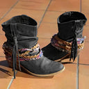 Stivali Vintage Western con Nappe Tribali e Caviglia