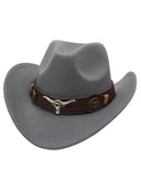 Western cowboyhat med oksehoved-dekoration