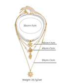 Collana a più strati con stella marina conchiglia del Pacifico del Sud oro