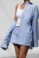 Ensemble chemise élégante bleue à manches longues