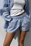 Ensemble chemise élégante bleue à manches longues