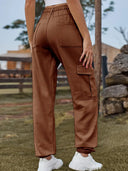 Elastic-Cuffed Versatile Cargo Denim Pants