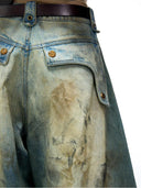 Plato-Farvede Broderede Scimitar Jeans