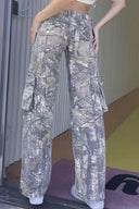 Pantaloni cargo cu talie joasă camuflaj