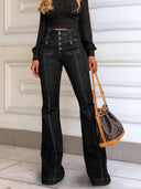 Stylische High-Waisted Patchwork Flared Jeans
