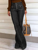 Stylische High-Waisted Patchwork Flared Jeans
