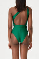 Conjunto elegante de traje de baño verde sin espalda