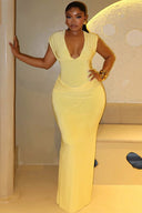 Abito lungo a clessidra arricciato Chic Lemon