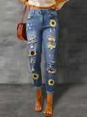 Modische Slim Fit bedruckte Jeans
