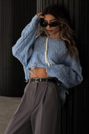 Maglione Crop in Mohair Effetto Usurato