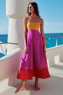 Urlaubsstil Kleid mit Farbblock und Spaghettiträgern