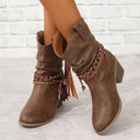 Stivali alla Caviglia Vintage Western con Nappine da Cowboy