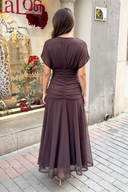 Mesh-Midikleid mit V-Ausschnitt