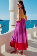 Urlaubsstil Kleid mit Farbblock und Spaghettiträgern