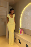 Abito lungo a clessidra arricciato Chic Lemon