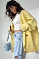 Cardigan a maglia con scollo a V e motivo bassotto