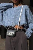 Maglione Crop in Mohair Effetto Usurato