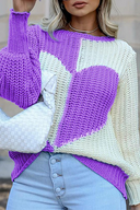 Maglione casual con top a contrasto e scollo a O patchwork