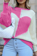 Maglione casual con top a contrasto e scollo a O patchwork