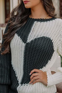Maglione casual con top a contrasto e scollo a O patchwork