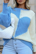Maglione casual con top a contrasto e scollo a O patchwork