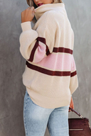 Maglioni casual con collo a zip, patchwork tinta unita (5 colori)