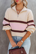 Maglioni casual con collo a zip, patchwork tinta unita (5 colori)