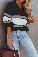 Maglioni casual con collo a zip, patchwork tinta unita (5 colori)