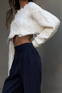 Maglione Crop in Mohair Effetto Usurato