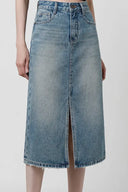 High-Waist Schlitz Denim-Rock