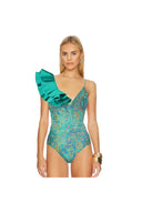 Boho zwempak met ruches en print set