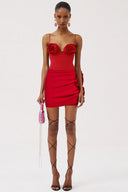 Conjunto de falda y traje de baño con apliques florales