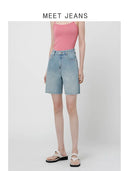 High-Waist Stretch Denim-Shorts