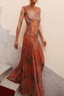 Ripple Glow Mesh Bodysuit Skirt Set