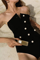 Chique parelknop strapless badpak