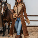 Manteau rétro western en denim pour femme, en peluche, chaud pour l'automne et l'hiver
