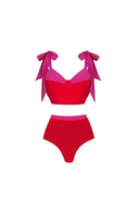 Colorblock strikbikini set