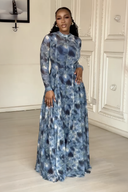 Robe longue abstraite bleue Lyric Dye